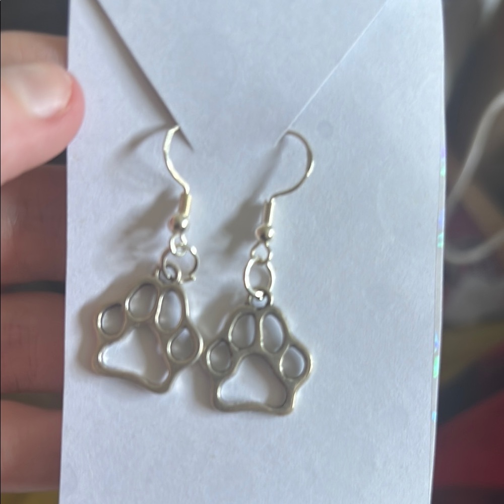 Silver Paw Print Earrings